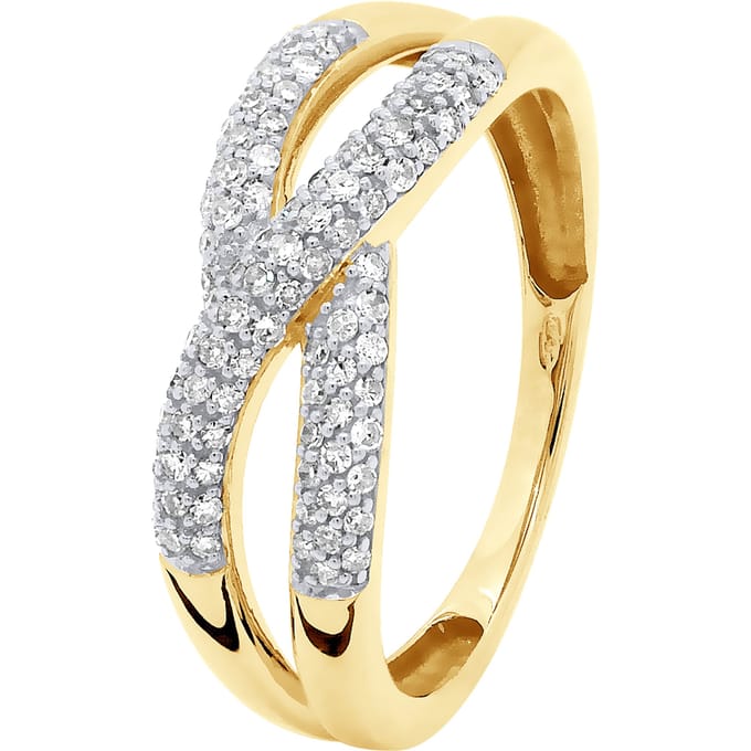 Ring Diamonds 0.080 Cts Yellow Gold Rush Volume