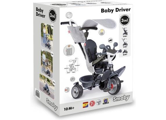 Smoby - Baby Driver - Driewieler - 3 in 1 evoluerende driewieler - Vanaf 10m.