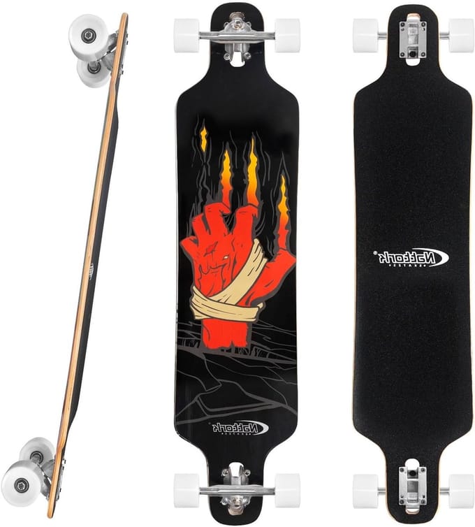 Longboard Skateboard - Compleet Board - Weg van de Massa - Bamboe en Esdoorn - 107 cm - Palm