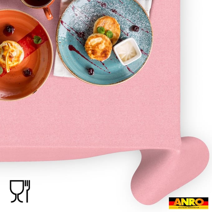ANRO Tafelkleed Effen linnenlook Roze 140cm x 5m Rechte rand Afwasbaar Waterafstotend