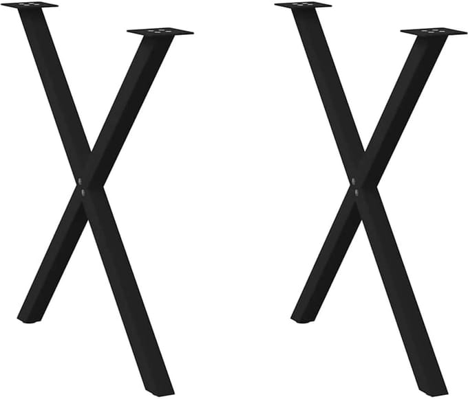 X-vormige Eettafelpoten Set van 2 Zwarte Stalen Onderstel