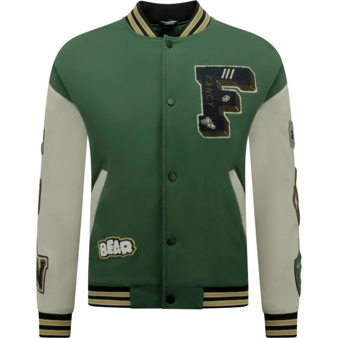 Heren Oversized Letterman Jas - 8633 - Groen
