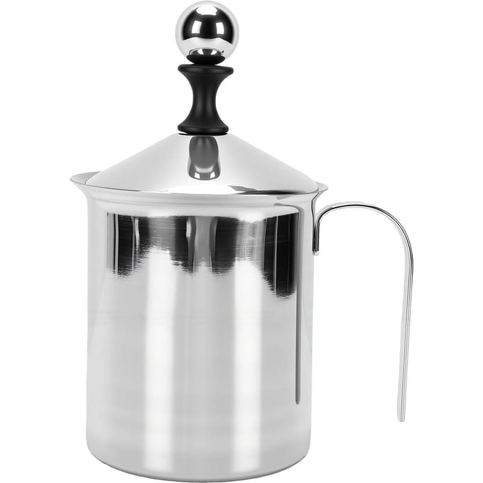 Roestvrij Staal Melkschuimer 800ml Dubbel Gaas Handmatige Schuimer voor Koffie Latte Cappuccino Warme Chocolade white