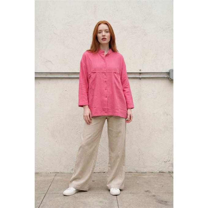 Overize Linnenmix Lange Mouwen Shirt