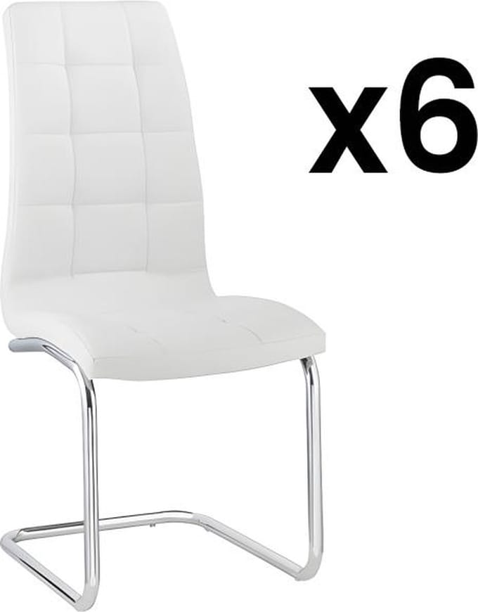 Vente-unique Set van 6 stoelen NADYA - Kunstleer - Wit