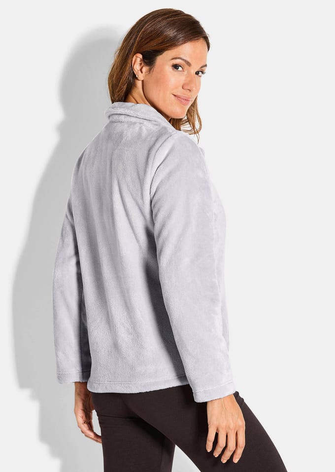 Fleece jack met grote knopen - grijs - Gr. 52 van Goldner Fashion