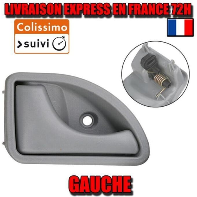 Poignée de porte intérieure avant gauche pour Twingo 93-07 Kangoo 98-10 GRISE