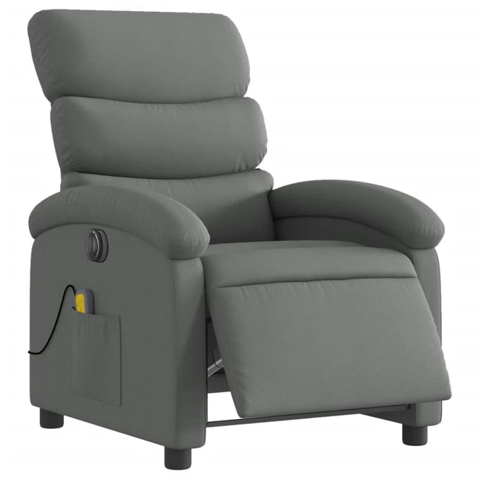 vidaXL - Massagestoel - elektrisch - verstelbaar - stof - donkergrijs