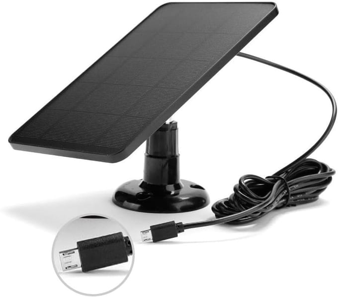 Zonnepaneel - Zonneoplader - Camera opladen - Verstelbare houder - 4W - Zwart