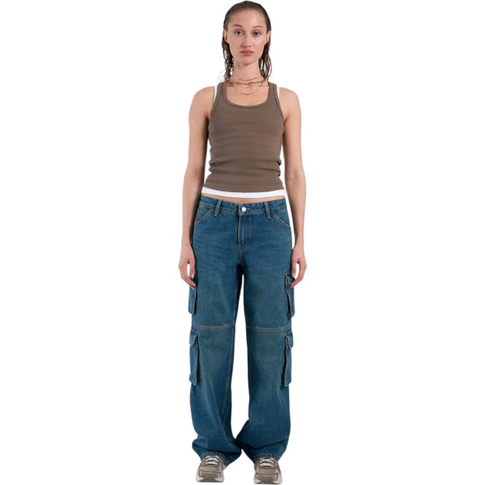 denim heuvel multi cargo jeans - blauwe stroom midden groenachtig