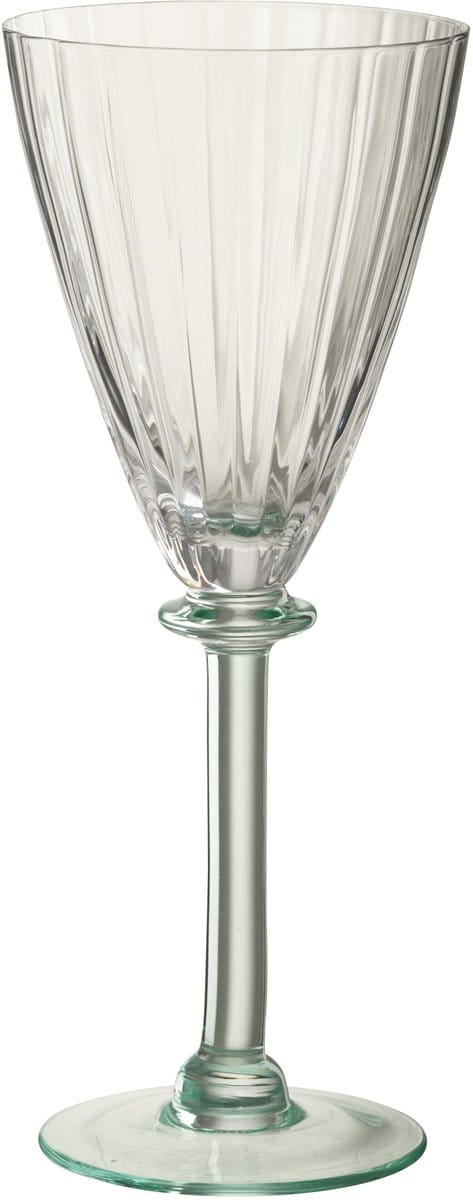 J-Line wijnglas Gestreept - glas - transparant/lichtgroen