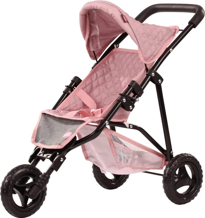 Götz poppenbuggy elegant grijsroze voor alle poppen