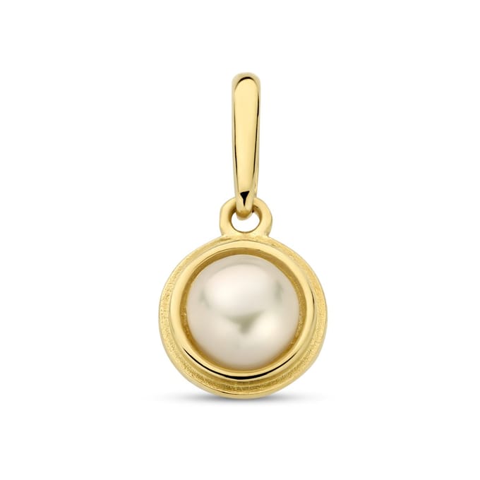New Bling - 9NBG-0914 - 14K geelgouden Hanger – Witte Parel – Dames Hanger