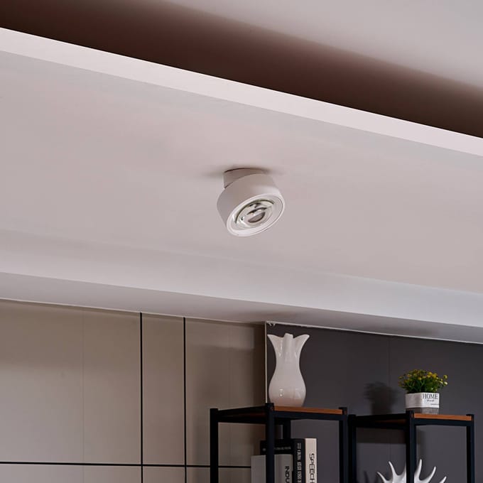 Arcchio LED plafondlamp Rotari, 1-lamp, wit, verplaatsbaar
