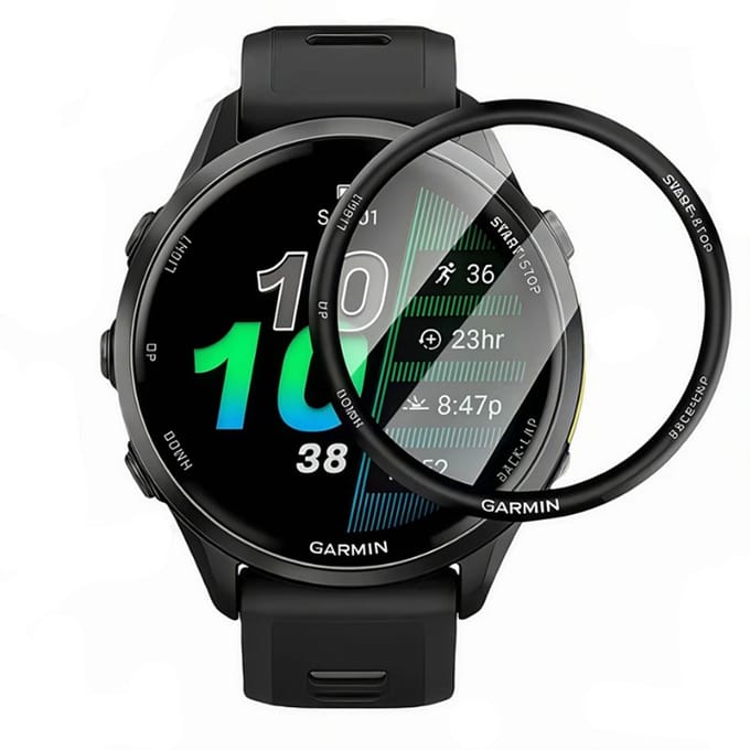 Screenprotector geschikt voor Garmin Forerunner 970 - 47 mm - Volledige cover - Hoge kwaliteit screen protector - PMMA – 47mm - 1 stuk - TechDefend