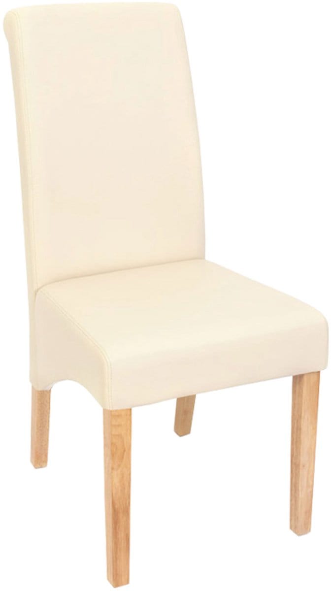 Set van 2 eetkamerstoelen Keukenstoel Stoel M37 ~ kunstleer mat, crème, lichtgekleurde poten