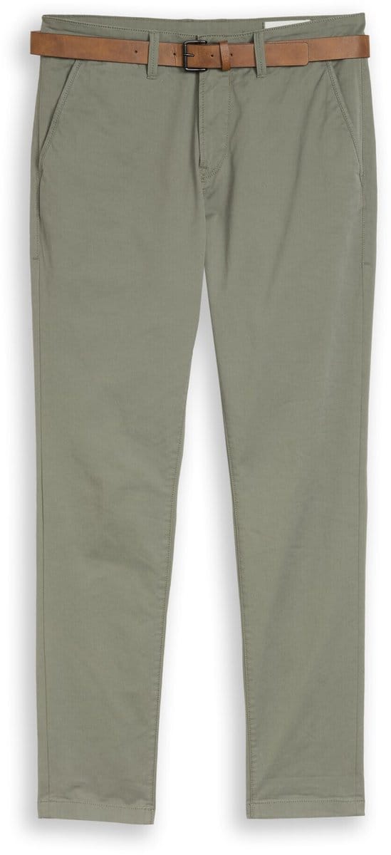 Tom Tailor Denim - TTSLIM chino met riem - Maat 32/32 - dusty mid olive