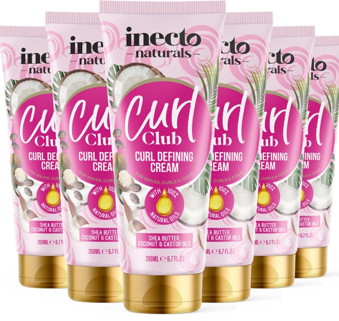 Inecto - Curl Club Defining Cream Shea Butter Coconut Castor Oil - 6 x 200 ml - Voordeelverpakking