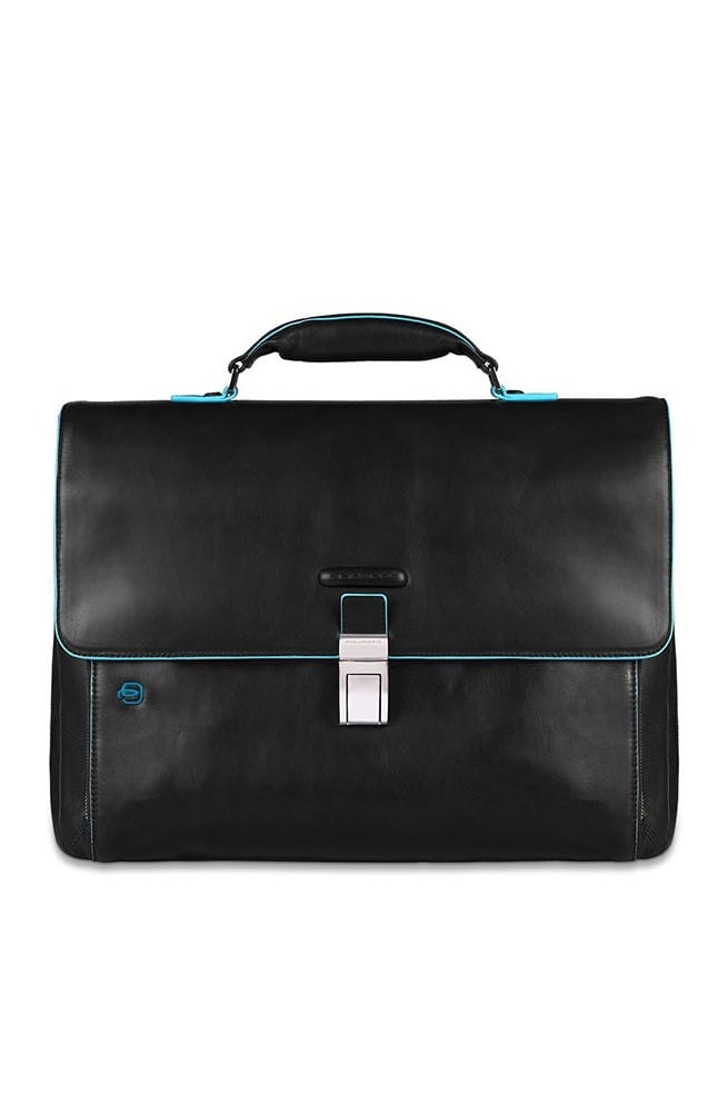 Zak Piquadro Blue Square Black Leather Folder - CA3111B2-N