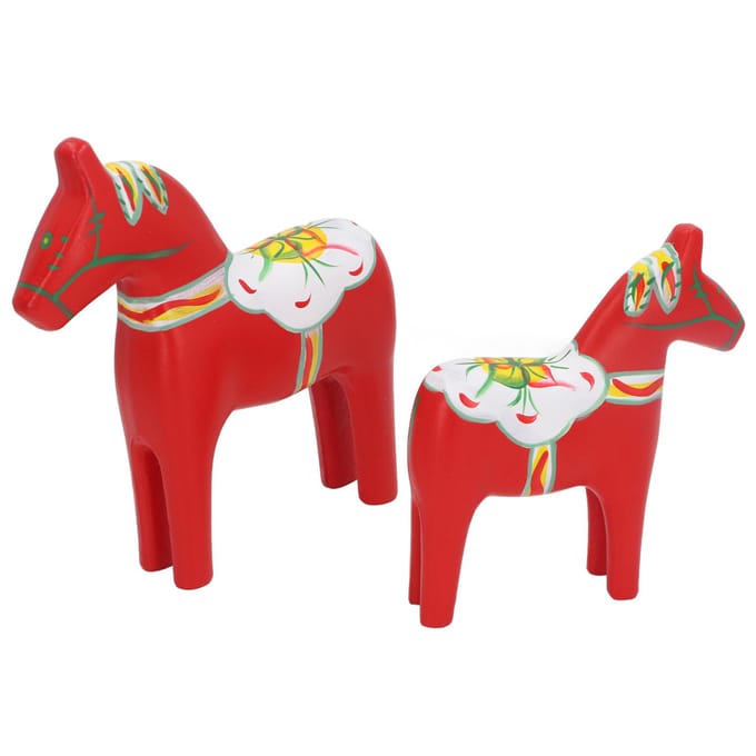 1 Paar Zweeds Dalahors Decor Houten Traditioneel Beschilderd Dalarnapaard Standbeeld Figuur Thuis rood
