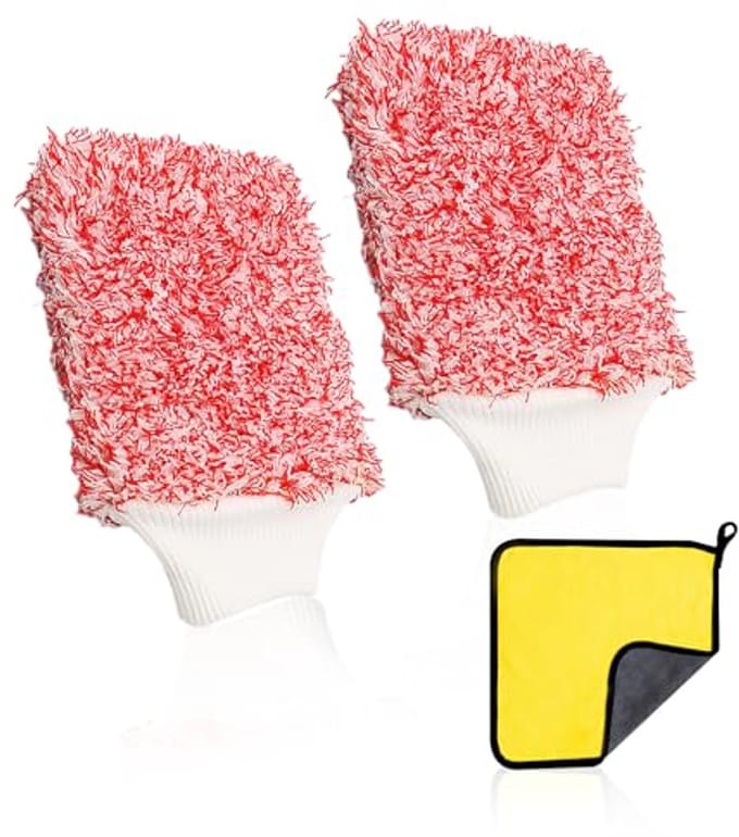 Dual-use autowashandschoenen en microvezel autowasdoek set voor auto en meubels