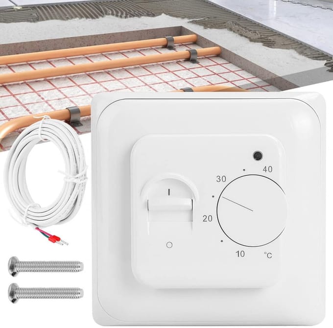 Elektrische Onder Vloerverwarming Thermostaat met Vloersensor - 16A en Mechanische Temperatuurregeling