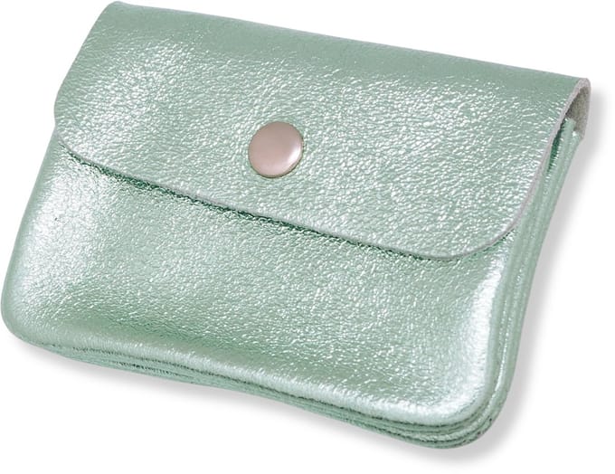 Bijoutheek Portemonnee Leer Italiaans Metallic Mint