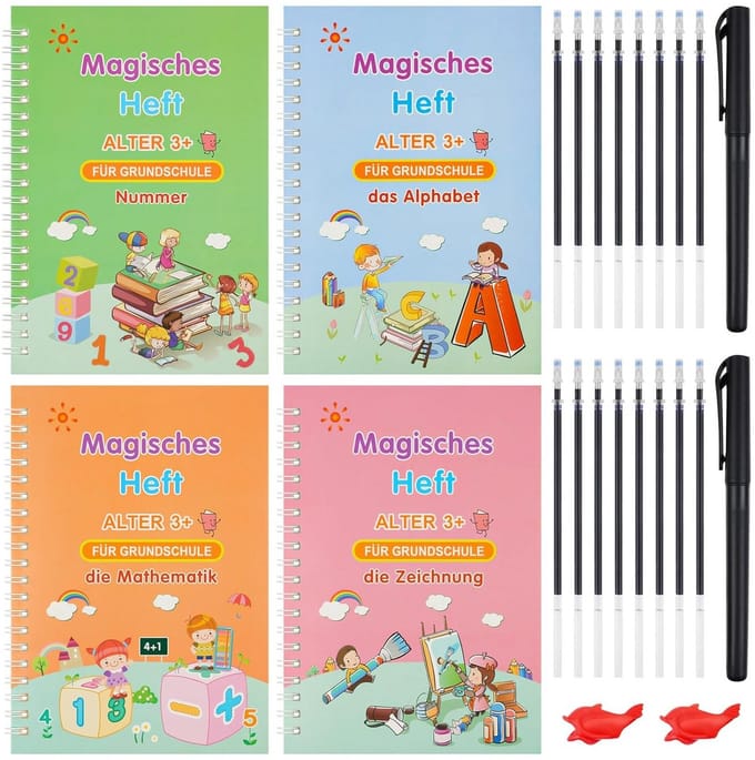 Magic Notebook - 4 stuks - Duits - Herbruikbaar handschriftnotitieboek voor kalligrafie - SnelShoppen