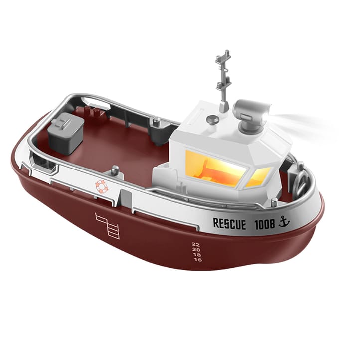 Afstandsbedieningsboot, 2,4GHZ 1:32 Waterdichte Mini Sleepboot met Lichtjes, Oplaadbaar Elektrisch Speelgoed voor bruin