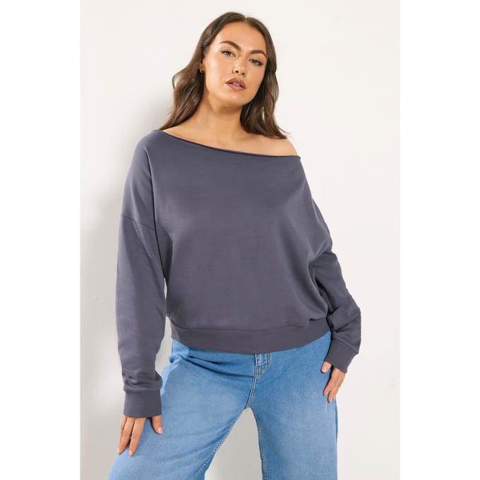 Yours Grijs Offshoulder Sweatshirt Size 50-52
