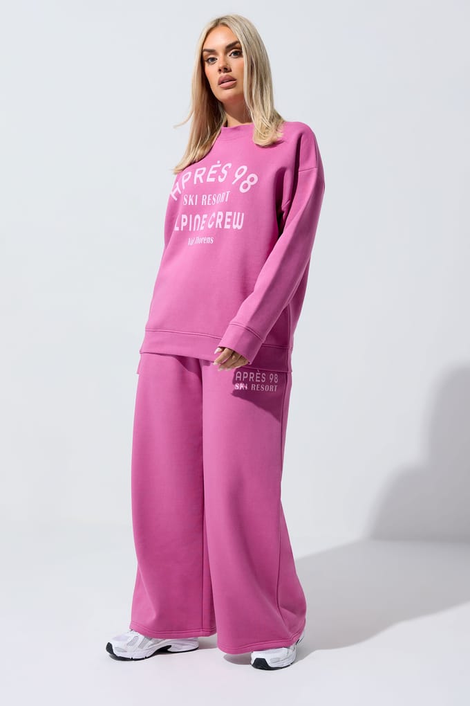 Limited Collection Pink 'Après 98' Slogan Sweatshirt Size 44