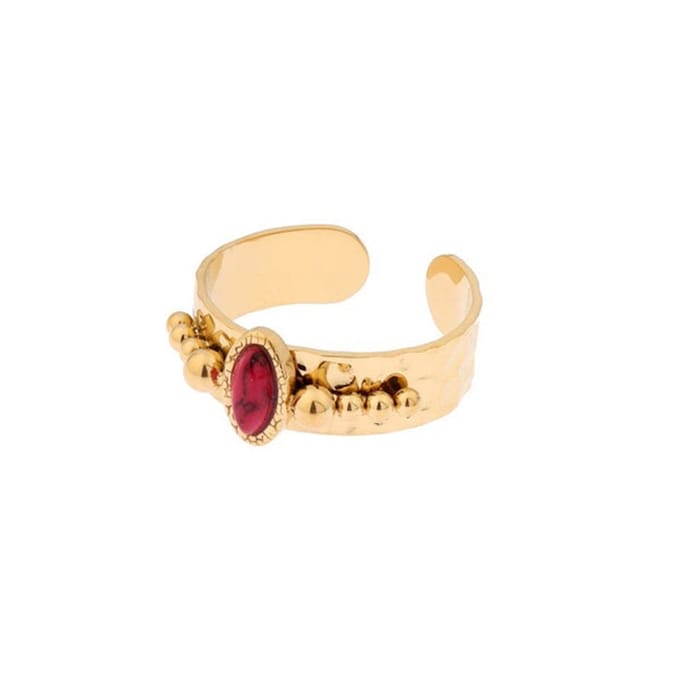 Biba Ring Ovaal Half Edelsteen meedere kleuren (ONE SIZE)