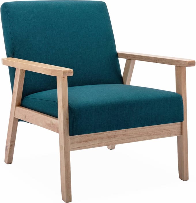 sweeek - Fauteuil van hout met stoffen zitting - isak