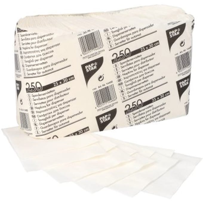 32x 250 Dispenserservetten 1-laags 25 cm x 30 cm wit