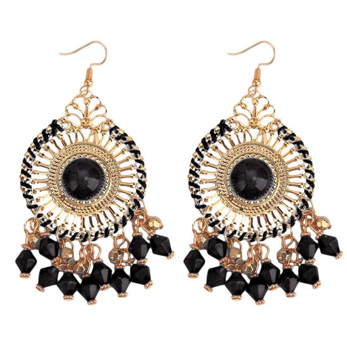 Fako Bijoux® - Oorbellen - Bohemian - Boho Delight - Zwart - Goudkleurig