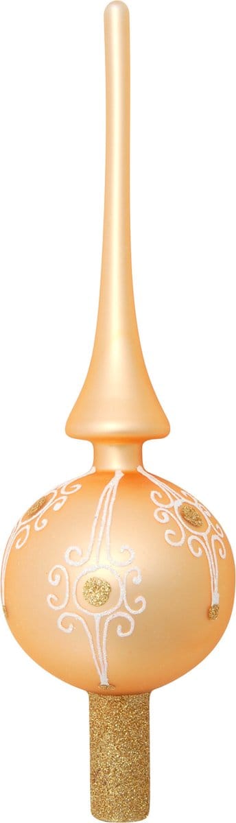 Krebs Kerst piek - goud - 28 cm - glas - mat - gedecoreerd - luxe - kerstboompiek