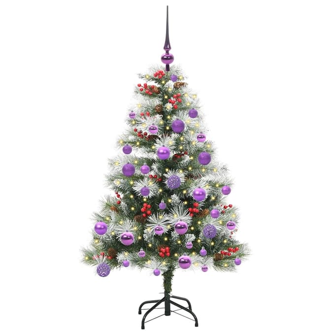 vidaXL - Kunstkerstboom - Groen - en - wit - 120 - cm - PVC - en - Metaal - en - Plastic