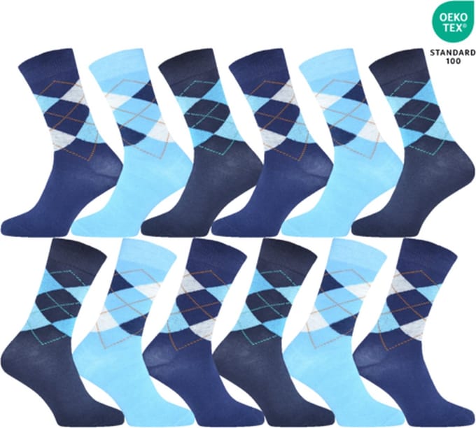 GIANVAGLIA Heren Sokken Ruit 12-pack - Maat 43-46