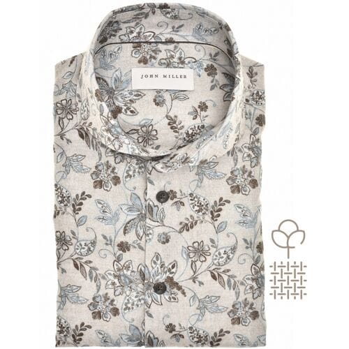 John Miller Overhemd Printed Floral Shirt Licht Bruin / male