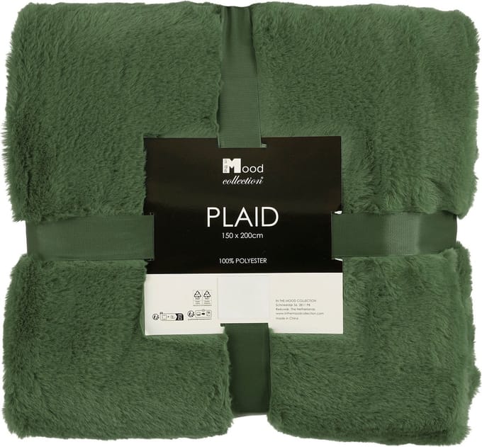 Mica Decorations Bronte Fleece Deken - L200 x B150 cm - Donkergroen
