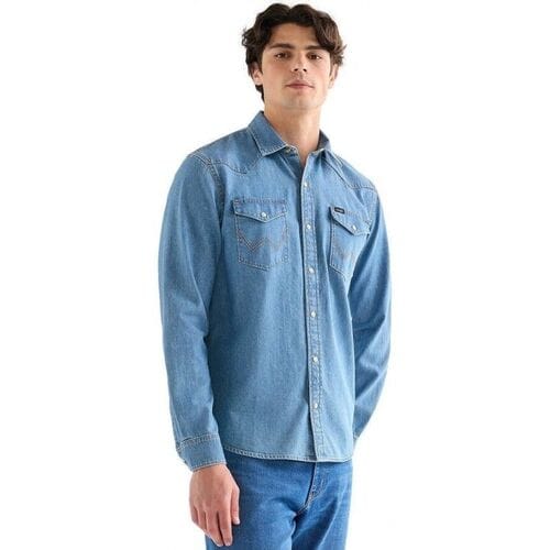 Overhemd Lange Mouw Wrangler 112378474-LAKE