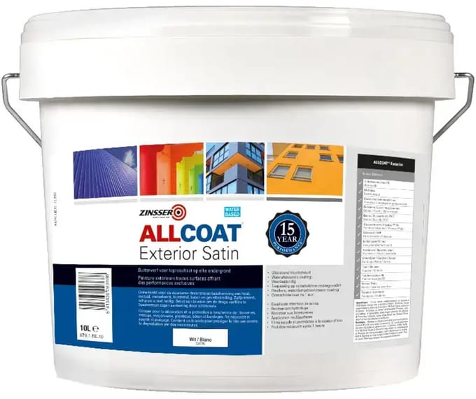 Zinsser Muurverf Allcoat Exterior Satin Wit 10L