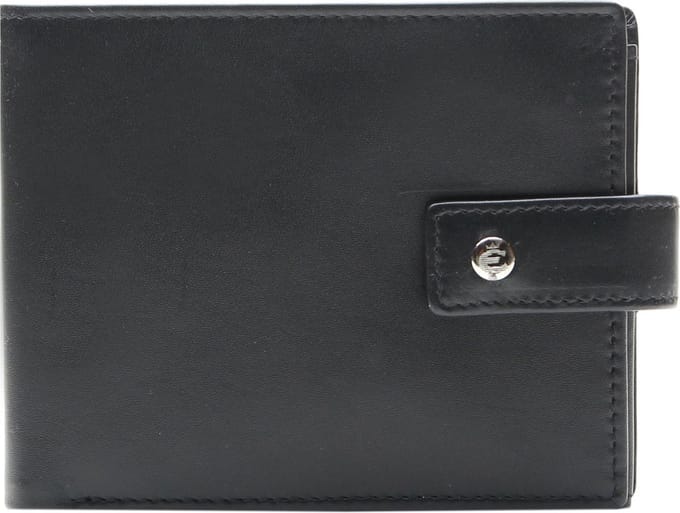 Esquire Leren Portemonnee New Silk Wallet Quer with Flap Black Zwart