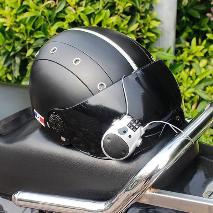 Serrure antivol pour casque de moto, câble en acier, serrure à combinaison rétractable, 1 pièce noir