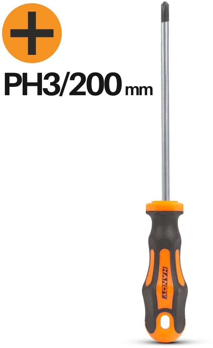 Kruiskopschroevendraaier PH3 – Phillips Schroevendraaier 200 mm – Chroom Vanadium Staal – Antislip Handgreep – Ophangoog [10528]