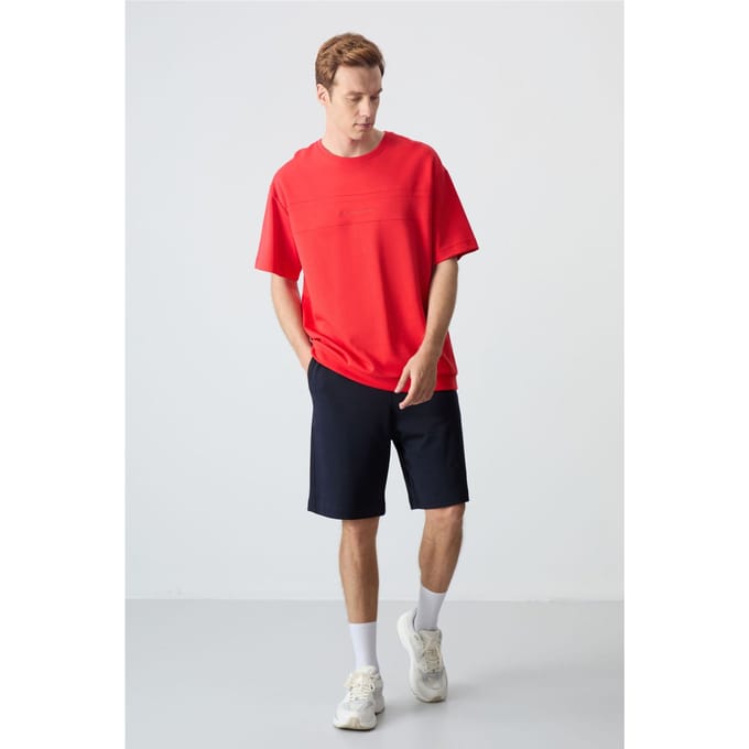 Heren Oversized Katoenmix T-Shirt en Shorts Set