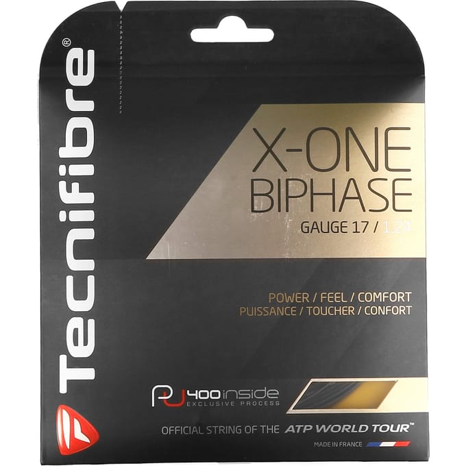 Tecnifibre X-One Biphase tennissnaar - 12m, 1,3 mm, zwart