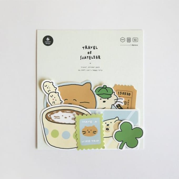 Suatelier design travel sticker, cat's happy trip