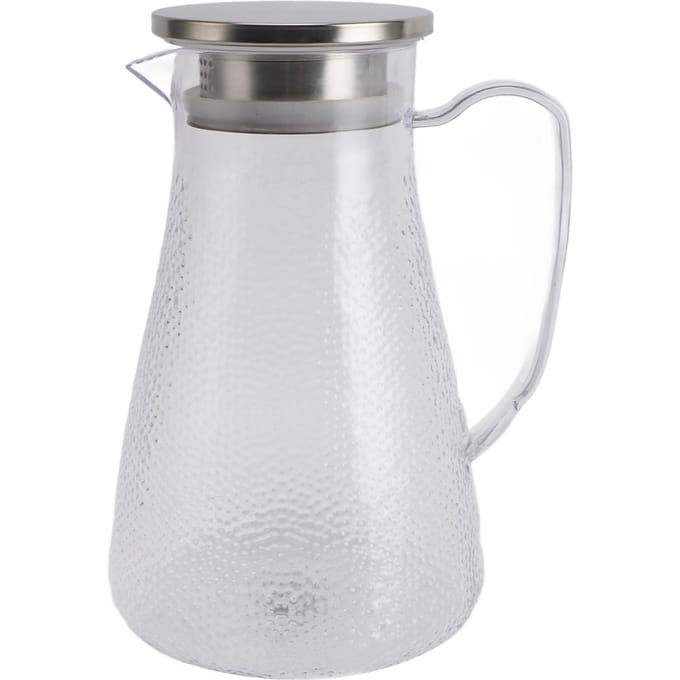 Waterkan met Deksel en Handvat 1500ml Acryl Hittebestendig Helder Waterkoker Kan voor Limonade L white