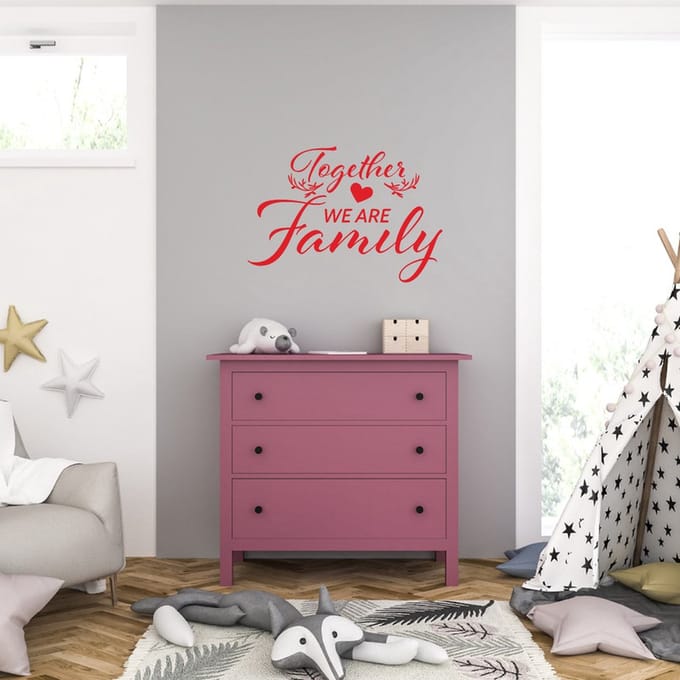 Muursticker - Together We Are Family - 40,6 x 58,1 - Rood